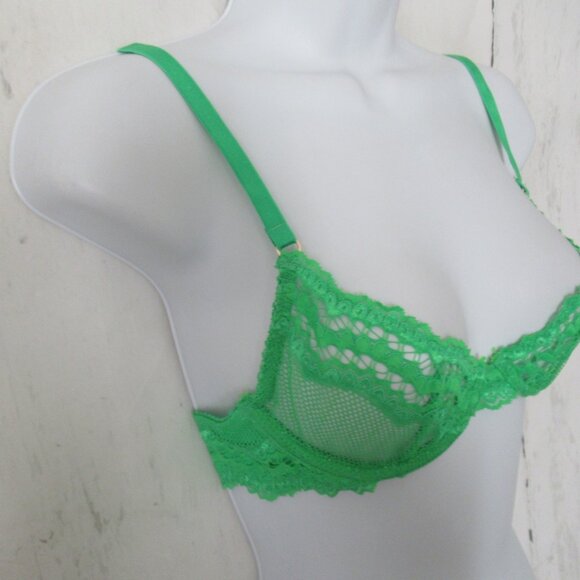 Fenty X Savage 32B Green Lace Push Up Bra Underwire Back Closure - Picture 3 of 6
